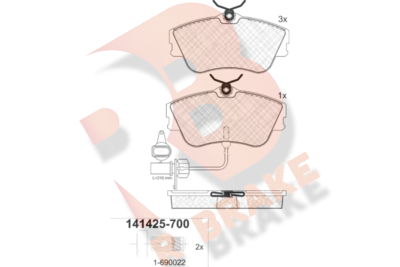 RB1425700 R BRAKE Комплект тормозных колодок, дисковый тормоз