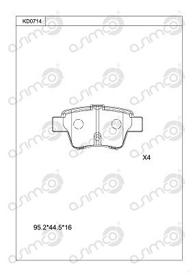 KD0714 ASIMCO Комплект тормозных колодок, дисковый тормоз