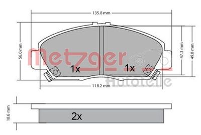 1170576 METZGER Комплект тормозных колодок, дисковый тормоз