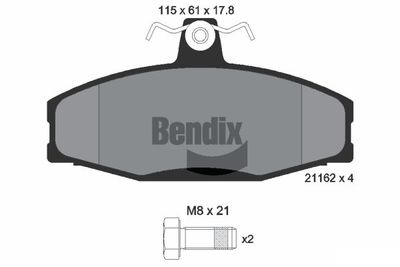 BPD1828 BENDIX Braking Комплект тормозных колодок, дисковый тормоз