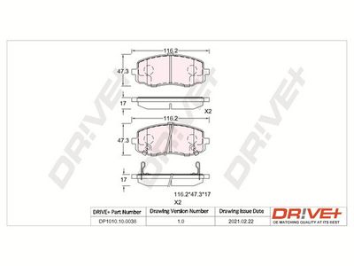 DP1010100038 Dr!ve+ Комплект тормозных колодок, дисковый тормоз