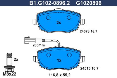 B1G10208962 GALFER Комплект тормозных колодок, дисковый тормоз