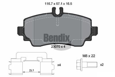 BPD1300 BENDIX Braking Комплект тормозных колодок, дисковый тормоз