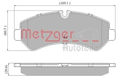 1170948 METZGER Комплект тормозных колодок, дисковый тормоз