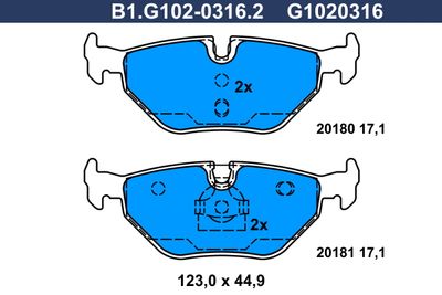 B1G10203162 GALFER Комплект тормозных колодок, дисковый тормоз