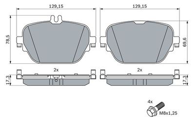 0986424858 BOSCH Комплект тормозных колодок, дисковый тормоз