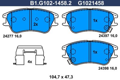 B1G10214582 GALFER Комплект тормозных колодок, дисковый тормоз