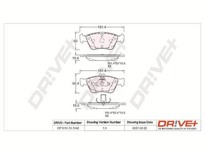 DP1010101042 Dr!ve+ Комплект тормозных колодок, дисковый тормоз