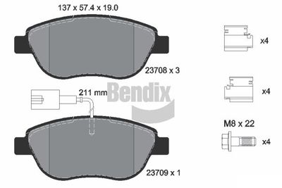 BPD1039 BENDIX Braking Комплект тормозных колодок, дисковый тормоз