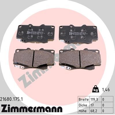 216801751 ZIMMERMANN Комплект тормозных колодок, дисковый тормоз