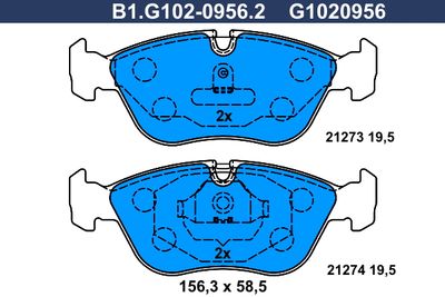 B1G10209562 GALFER Комплект тормозных колодок, дисковый тормоз