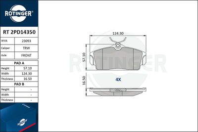 RT2PD14350 ROTINGER Комплект тормозных колодок, дисковый тормоз