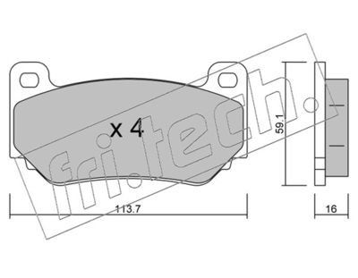 4060 fri.tech. Комплект тормозных колодок, дисковый тормоз