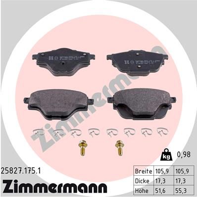 258271751 ZIMMERMANN Комплект тормозных колодок, дисковый тормоз