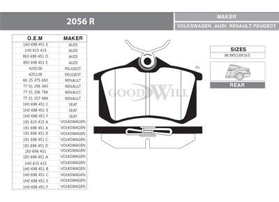 2056R GOODWILL Комплект тормозных колодок, дисковый тормоз