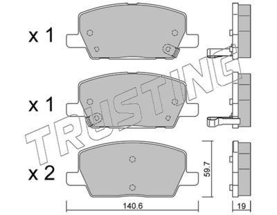12120 TRUSTING Комплект тормозных колодок, дисковый тормоз