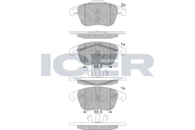 182231203 ICER Комплект тормозных колодок, дисковый тормоз