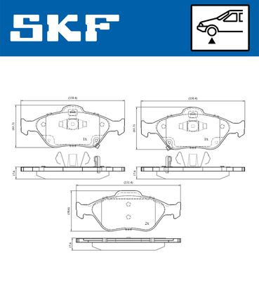 VKBP80131A SKF Комплект тормозных колодок, дисковый тормоз