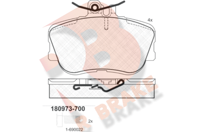 RB0973700 R BRAKE Комплект тормозных колодок, дисковый тормоз