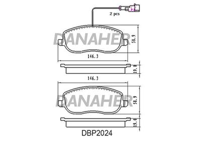 DBP2024 DANAHER Комплект тормозных колодок, дисковый тормоз