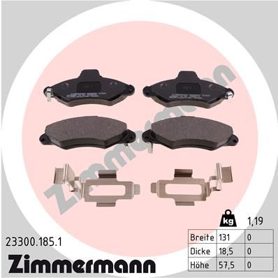 233001851 ZIMMERMANN Комплект тормозных колодок, дисковый тормоз