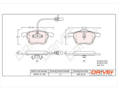 DP1010101109 Dr!ve+ Комплект тормозных колодок, дисковый тормоз