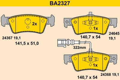 BA2327 BARUM Комплект тормозных колодок, дисковый тормоз