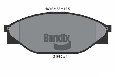 BPD1833 BENDIX Braking Комплект тормозных колодок, дисковый тормоз