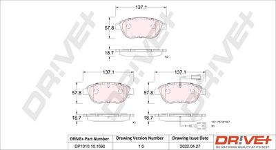 DP1010101092 Dr!ve+ Комплект тормозных колодок, дисковый тормоз