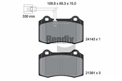 BPD2096 BENDIX Braking Комплект тормозных колодок, дисковый тормоз