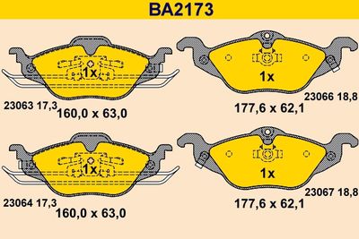 BA2173 BARUM Комплект тормозных колодок, дисковый тормоз