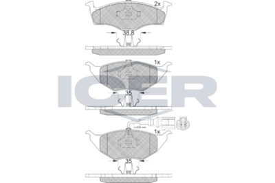 181594071 ICER Комплект тормозных колодок, дисковый тормоз