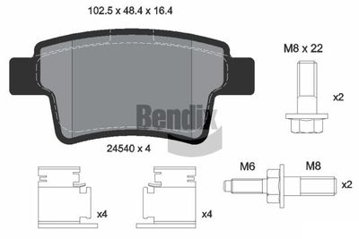 BPD1102 BENDIX Braking Комплект тормозных колодок, дисковый тормоз