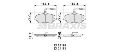 AB0194 BRAXIS Комплект тормозных колодок, дисковый тормоз