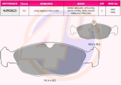 4UP03623 4u Комплект тормозных колодок, дисковый тормоз