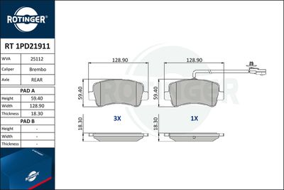 RT1PD21911 ROTINGER Комплект тормозных колодок, дисковый тормоз