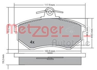 1170066 METZGER Комплект тормозных колодок, дисковый тормоз