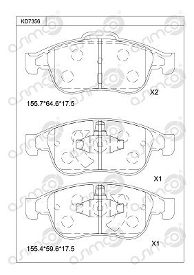 KD7356 ASIMCO Комплект тормозных колодок, дисковый тормоз