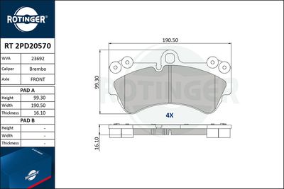 RT2PD20570 ROTINGER Комплект тормозных колодок, дисковый тормоз