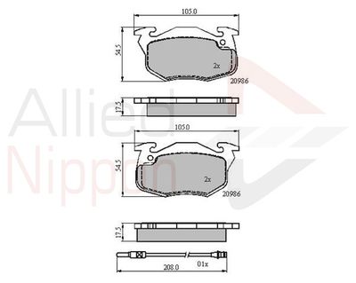 ADB21615 COMLINE Комплект тормозных колодок, дисковый тормоз