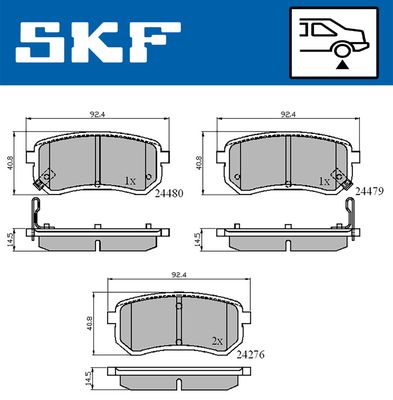 VKBP90276A SKF Комплект тормозных колодок, дисковый тормоз