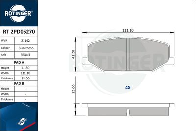 RT2PD05270 ROTINGER Комплект тормозных колодок, дисковый тормоз