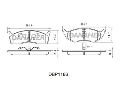 DBP1166 DANAHER Комплект тормозных колодок, дисковый тормоз