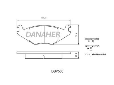 DBP505 DANAHER Комплект тормозных колодок, дисковый тормоз