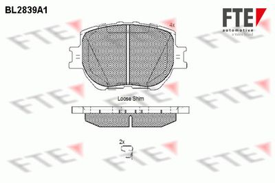 BL2839A1 FTE Комплект тормозных колодок, дисковый тормоз