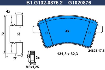 B1G10208762 GALFER Комплект тормозных колодок, дисковый тормоз