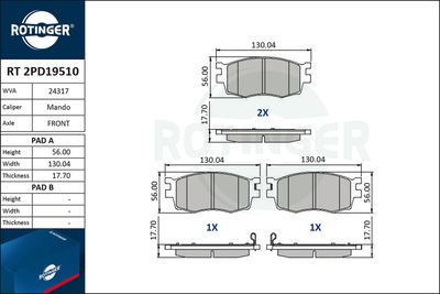 RT2PD19510 ROTINGER Комплект тормозных колодок, дисковый тормоз