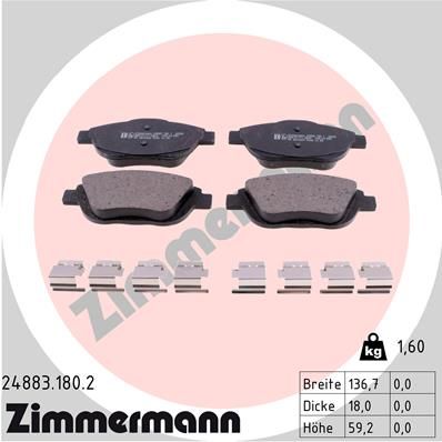 248831802 ZIMMERMANN Комплект тормозных колодок, дисковый тормоз