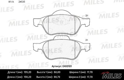 E400101 MILES Комплект тормозных колодок, дисковый тормоз