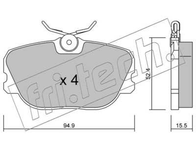 2440 fri.tech. Комплект тормозных колодок, дисковый тормоз